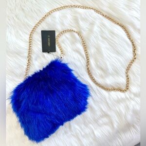 ROYAL BLUE FUR BAG